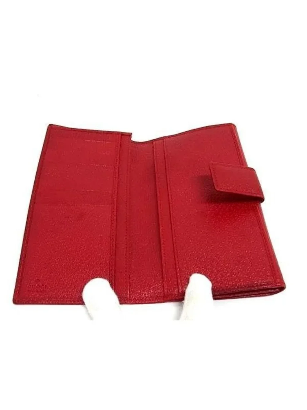 Gucci Wallet 035 Red Leather Hook Bifold Silver - Picture 3 of 6